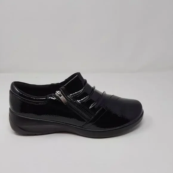 Clarks Collection Women’s Black Patent Leather Comfort Shoes Zip Size 9 Wide NEW - Picture 11 of 14
